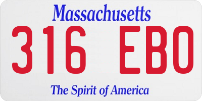 MA license plate 316EB0