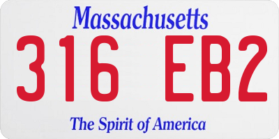MA license plate 316EB2