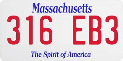 MA license plate 316EB3