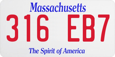 MA license plate 316EB7