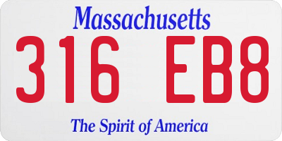 MA license plate 316EB8