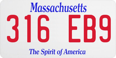 MA license plate 316EB9
