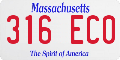 MA license plate 316EC0