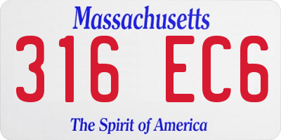 MA license plate 316EC6