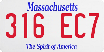 MA license plate 316EC7