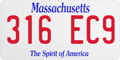 MA license plate 316EC9