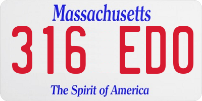 MA license plate 316ED0