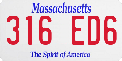 MA license plate 316ED6