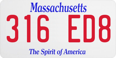 MA license plate 316ED8