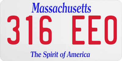 MA license plate 316EE0