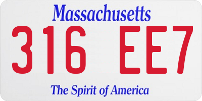 MA license plate 316EE7