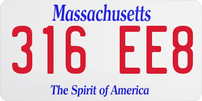 MA license plate 316EE8