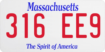 MA license plate 316EE9