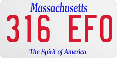 MA license plate 316EF0