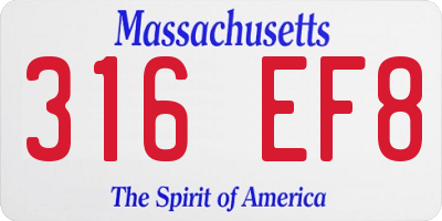 MA license plate 316EF8