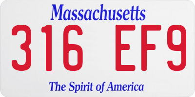 MA license plate 316EF9