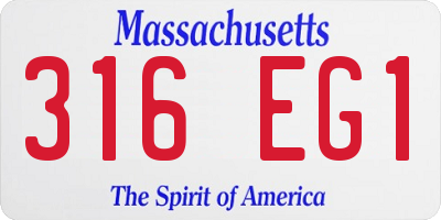 MA license plate 316EG1