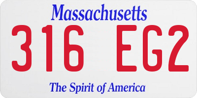 MA license plate 316EG2