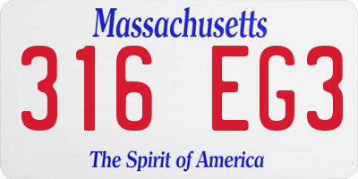 MA license plate 316EG3