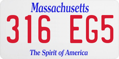 MA license plate 316EG5