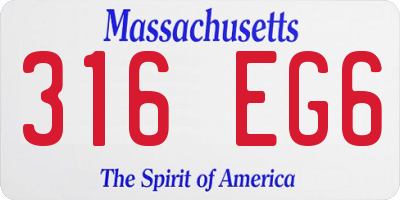 MA license plate 316EG6