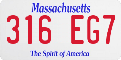 MA license plate 316EG7