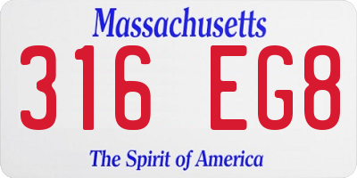 MA license plate 316EG8