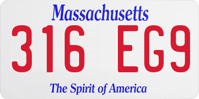 MA license plate 316EG9