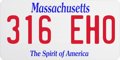 MA license plate 316EH0