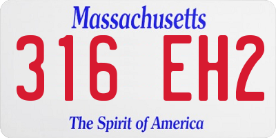MA license plate 316EH2