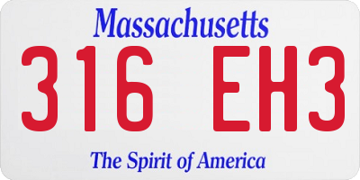 MA license plate 316EH3