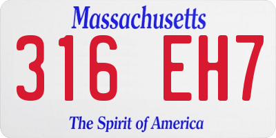 MA license plate 316EH7