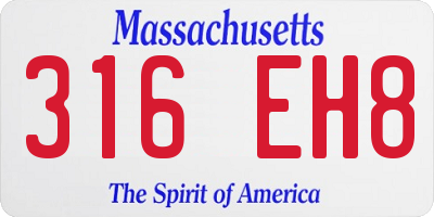 MA license plate 316EH8