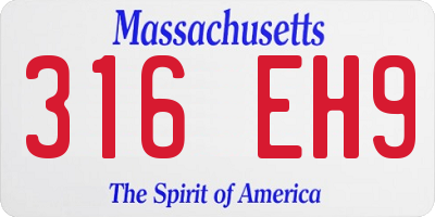 MA license plate 316EH9