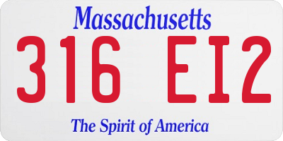 MA license plate 316EI2