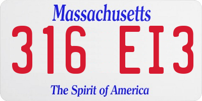 MA license plate 316EI3