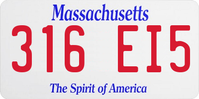 MA license plate 316EI5