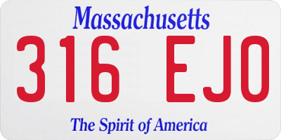 MA license plate 316EJ0