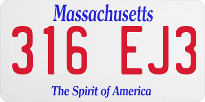 MA license plate 316EJ3