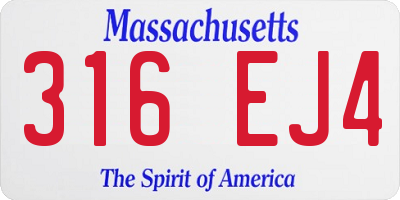 MA license plate 316EJ4