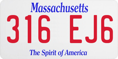 MA license plate 316EJ6