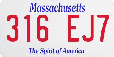MA license plate 316EJ7