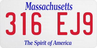 MA license plate 316EJ9