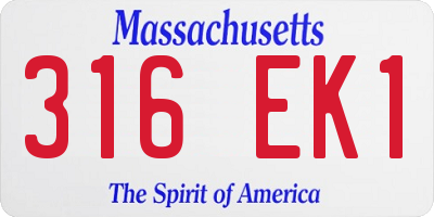 MA license plate 316EK1