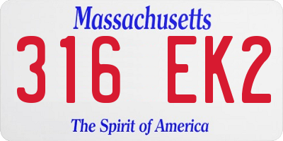 MA license plate 316EK2