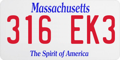 MA license plate 316EK3