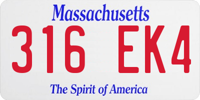 MA license plate 316EK4
