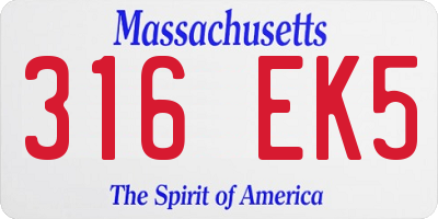 MA license plate 316EK5