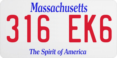 MA license plate 316EK6