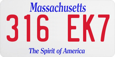 MA license plate 316EK7